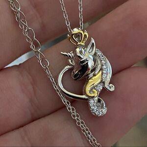 Unicorn Sterling Silver Two-Tone CZ Necklace